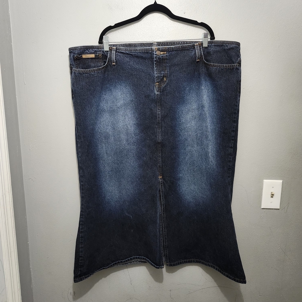 Classic Blue Denim Midi Skirt Size 24